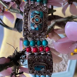 Vintage inlay turquoise bracelet